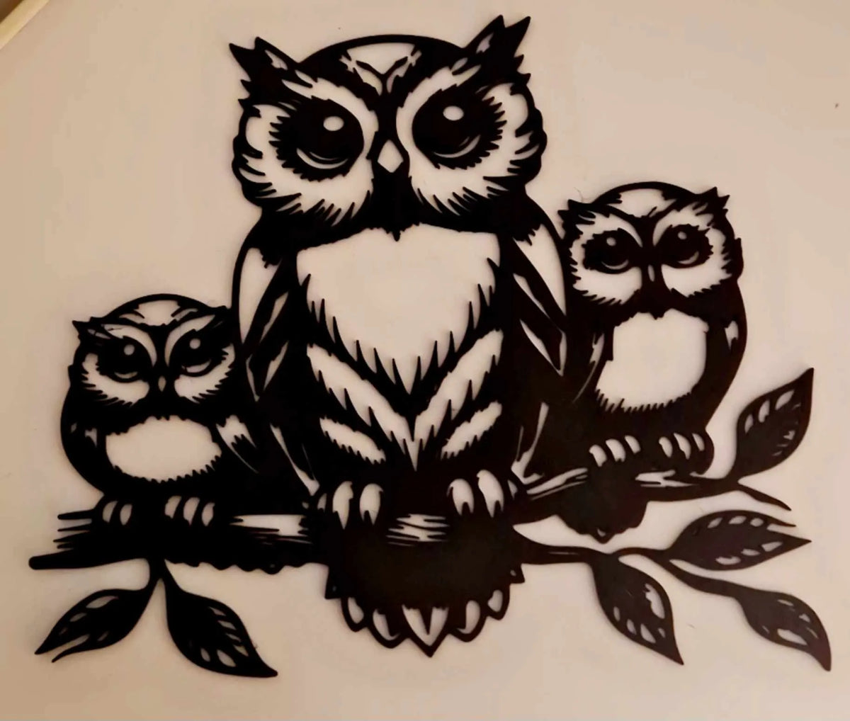 3 Owls sitting on a branch