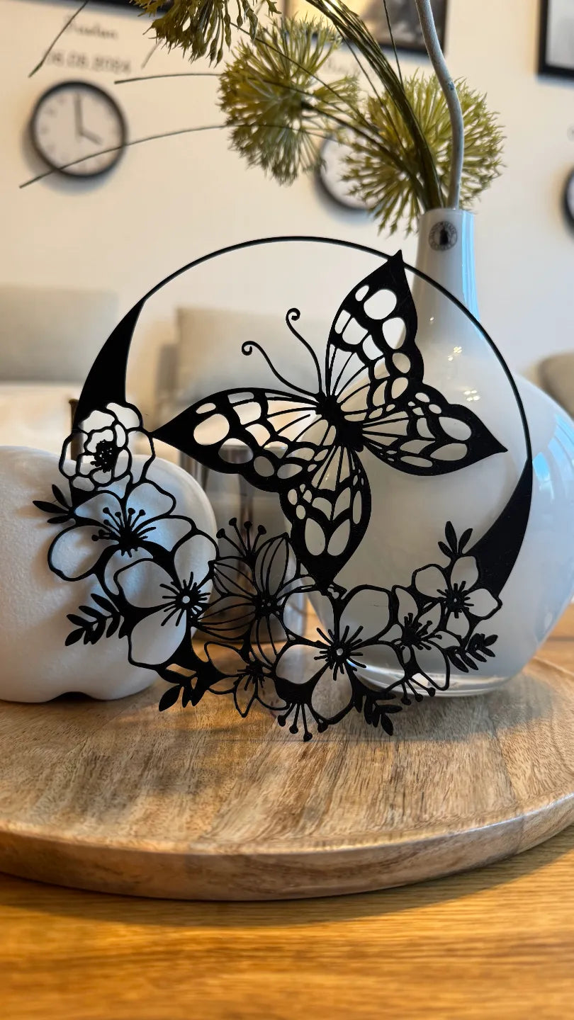 Butterfly and Flowers in a circle