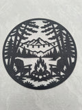 Wall Art - Campfire in Mountain Scene