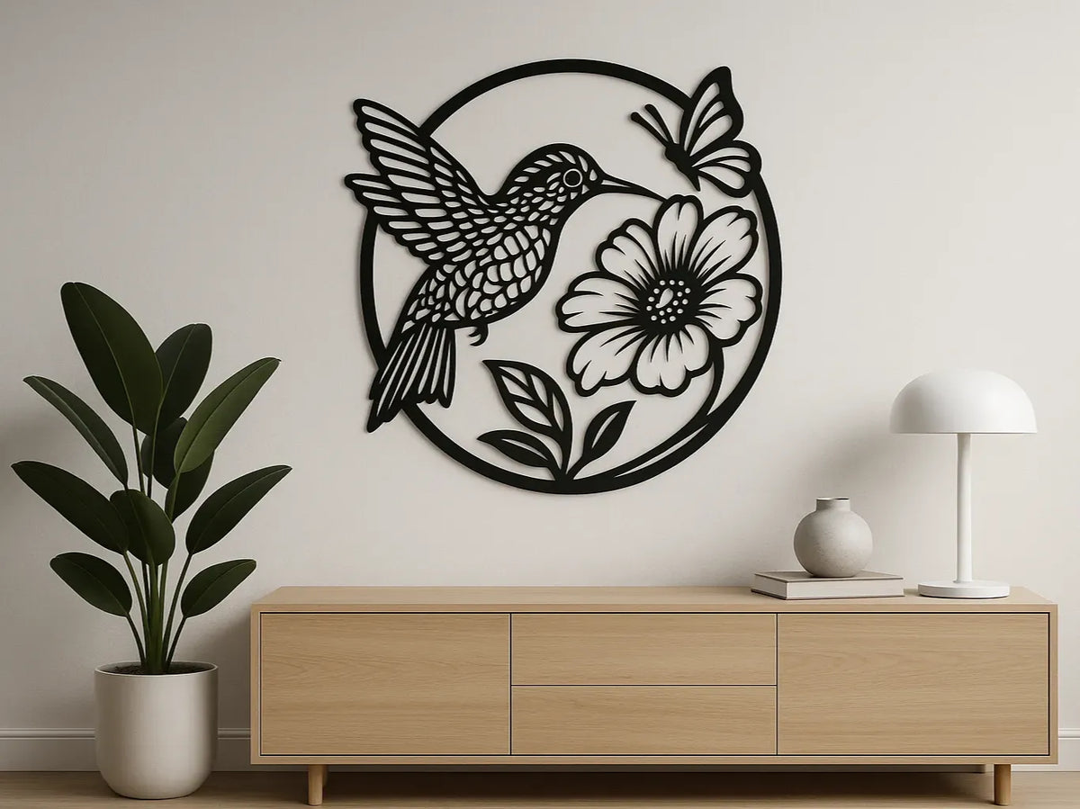 Wall Art - Hummingbird / Butterfly w/ Flower