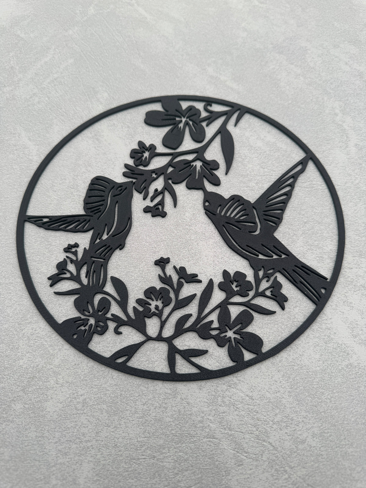 Two Hummingbirds with Flowers in a circle