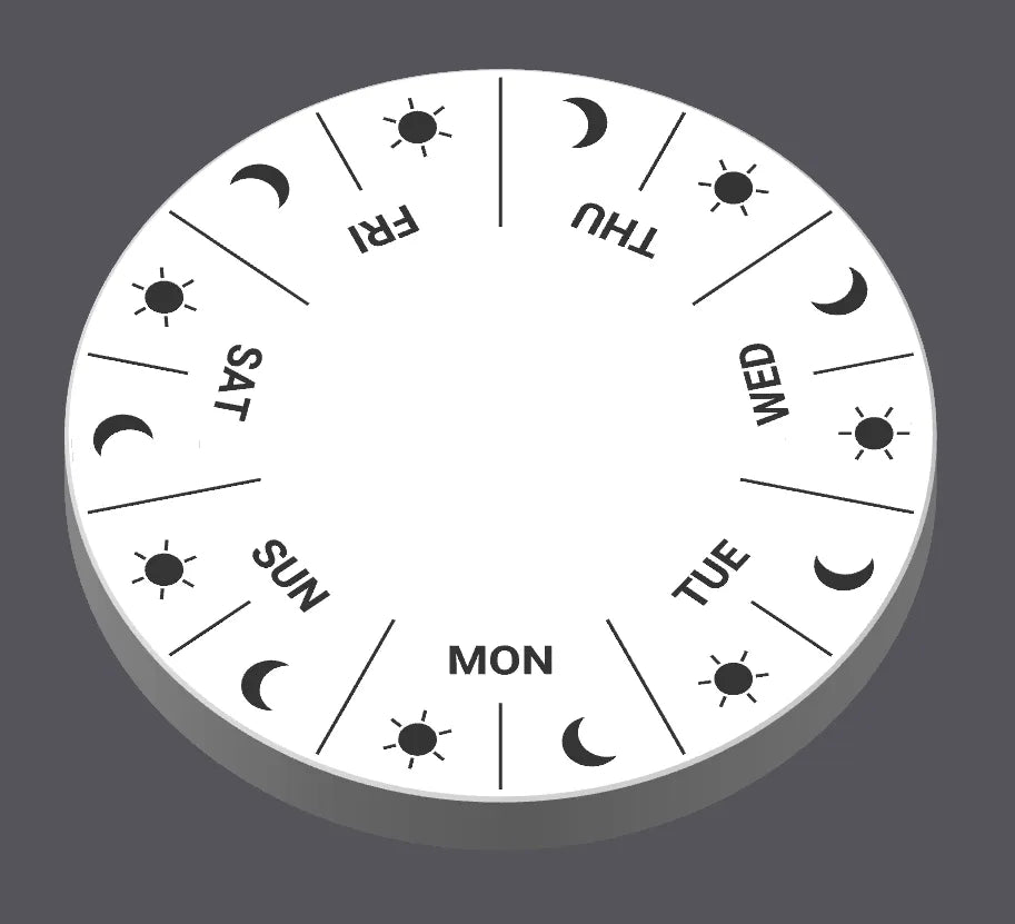 Rotating Pill Dispenser. - Day of Week with AM/PM option