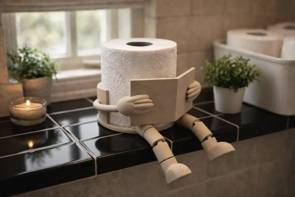 Toilet Roll Holder - Reading Book with Dangling Feet