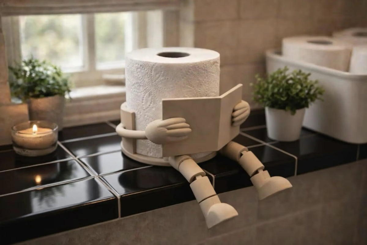 Toilet Roll Holder - Reading Book with Dangling Feet