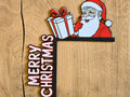 Chrisitmas Door Frame Corner - Merry Christmas Santa w/ present - Available in Left or Right Corner