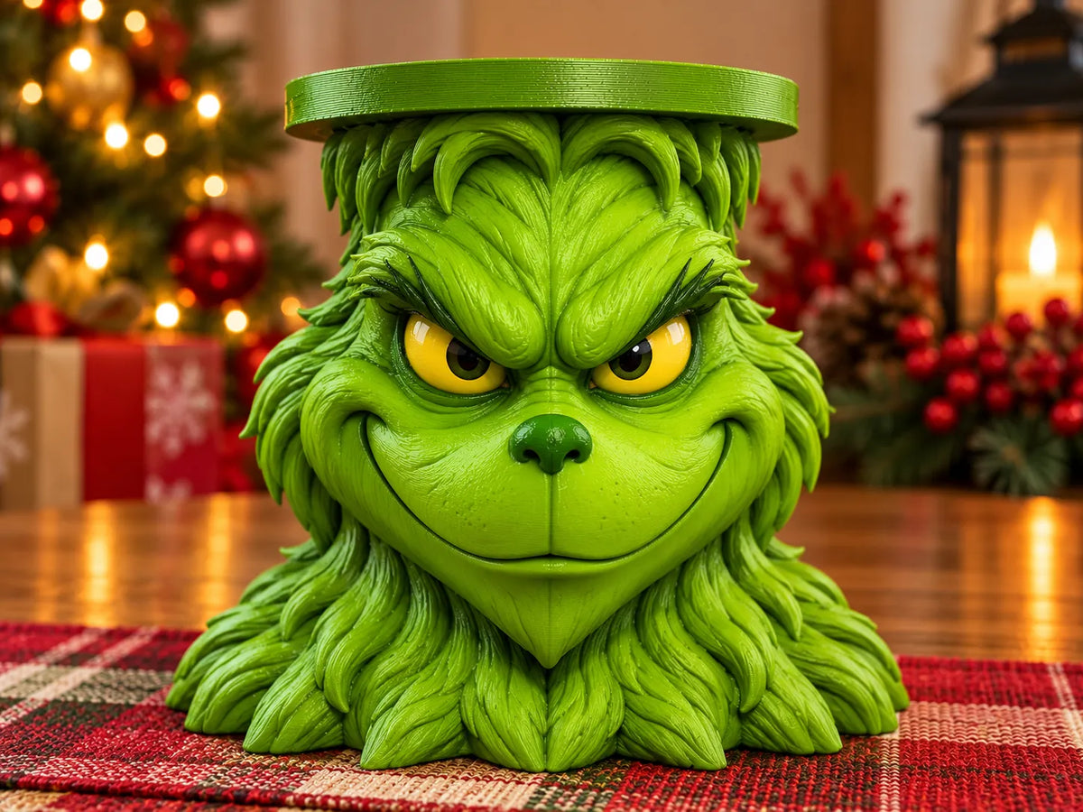 Candle Holder - Grinch Head with yellow eyes