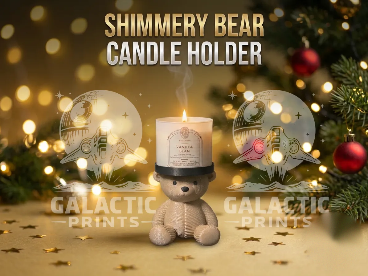 Christmas - Candle Holder - Shimmer Bear 6 inches
