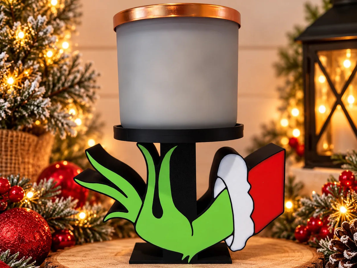 Christmas Candle Holder - Grinch Hands