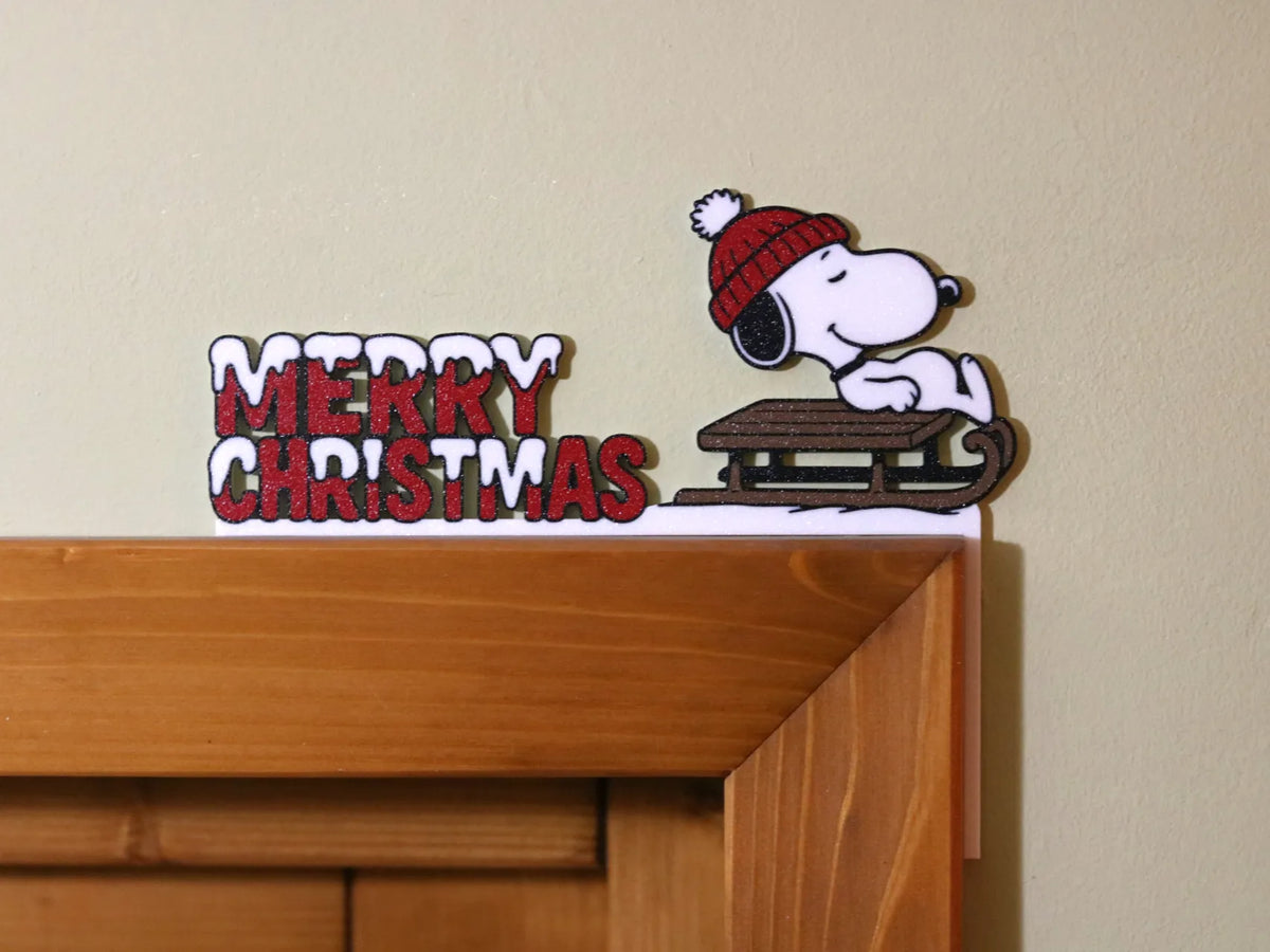 Door Frame Corner - Merry Christmas Snoopy Sleding Left or Right corner