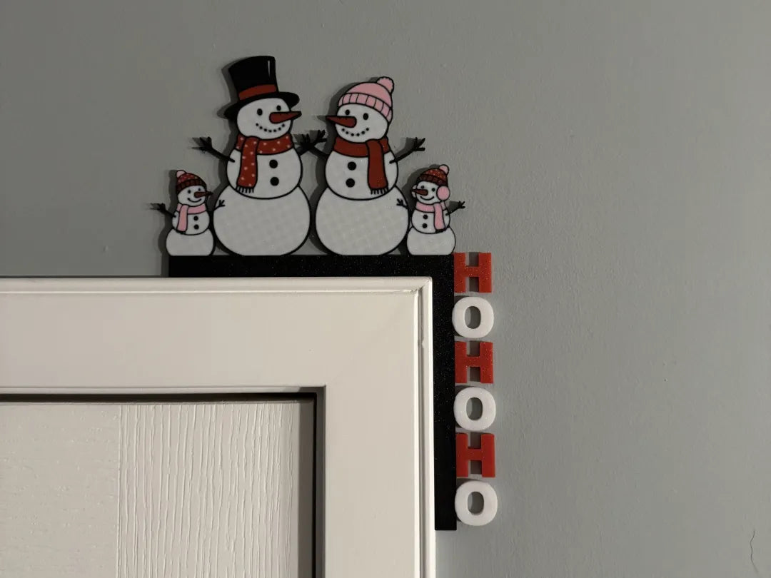 Door Frame Corner - Snowman Mom Dad kids HOHOHO - 9.5 inches - Left or Right Corner