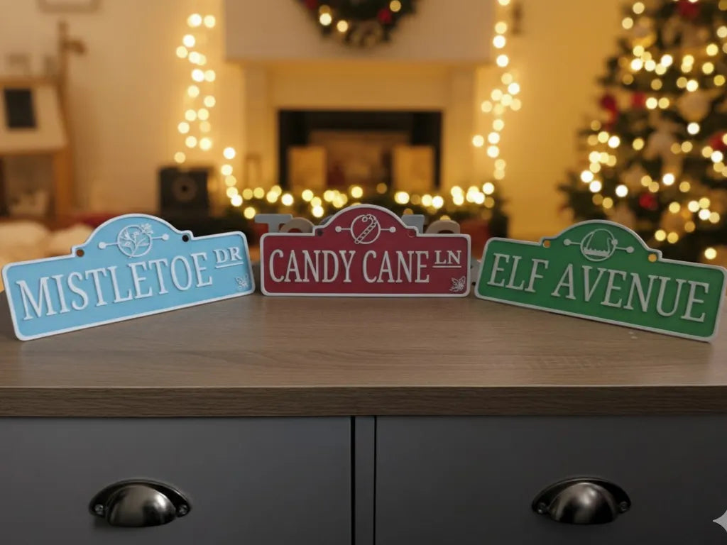 Festive Christmas Street Signs 9 inches Long  - MISTLETOE DRIVE version