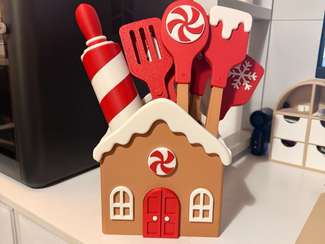 festive Gingerbread House Kitchen Utensil Holder