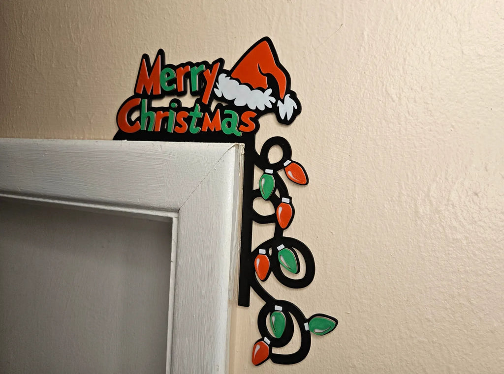 Merry Christmas Hat Door Frame Corner and lights - RIGHT or LEFT Available