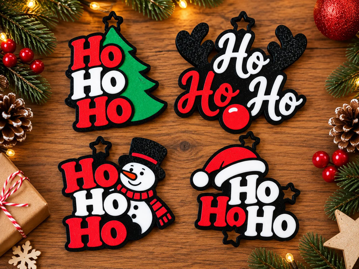 Christmas Tree Ornaments - Ho Ho Ho in 4 styles