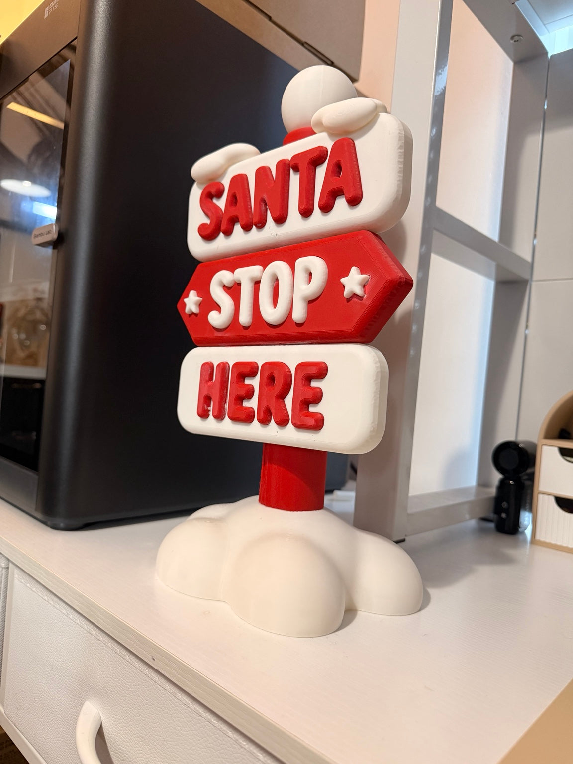 Christmas - "Santa Stop Here" Sign - 12" inches tall
