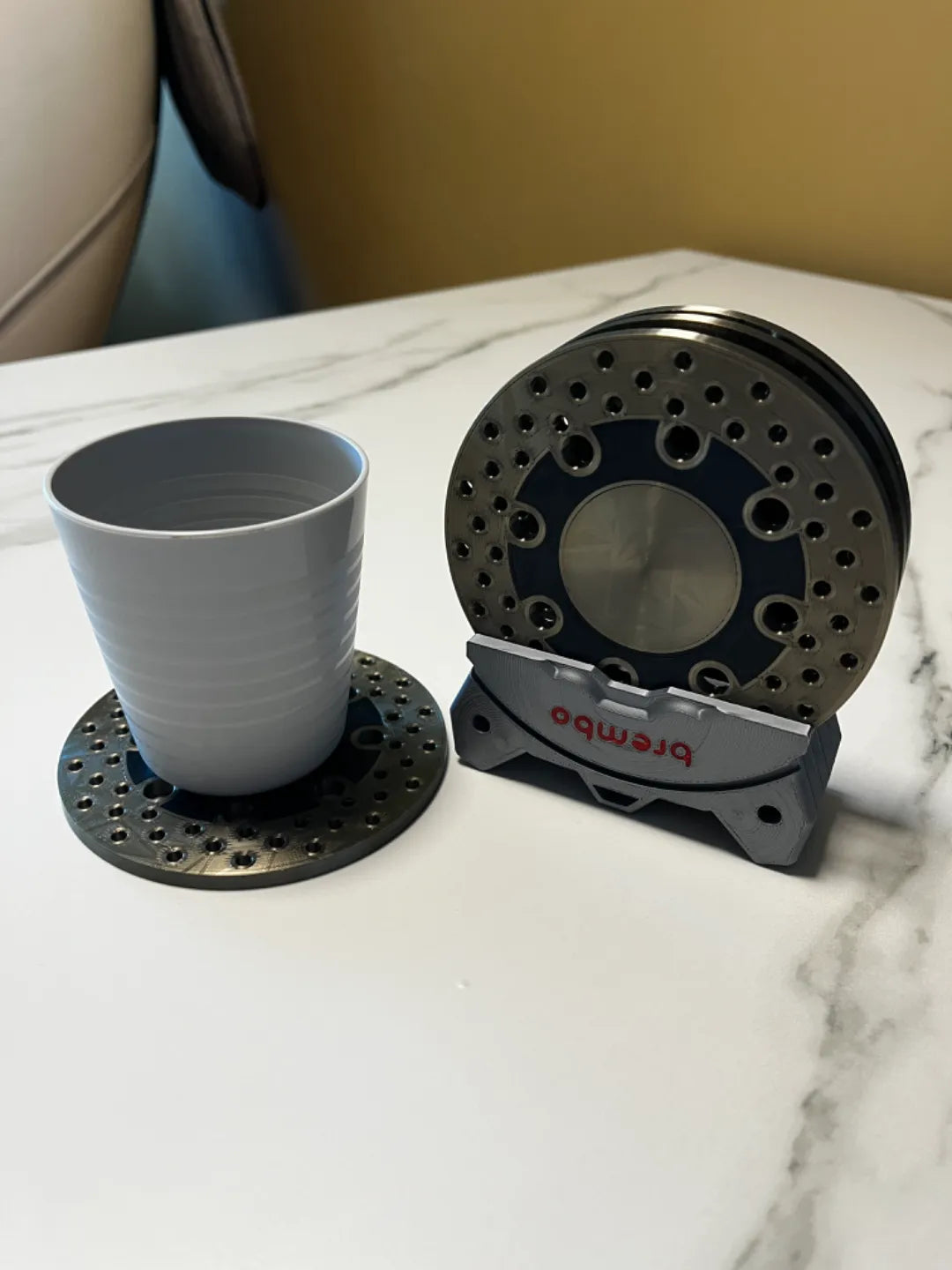 Brembo Brake Coaster 4 Silver piece and holder
