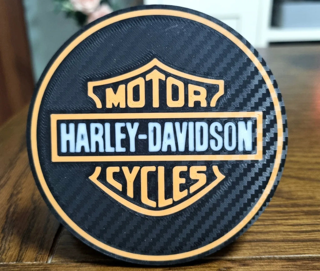 Harley Davidson Coasters with Holder and Cork Backing
