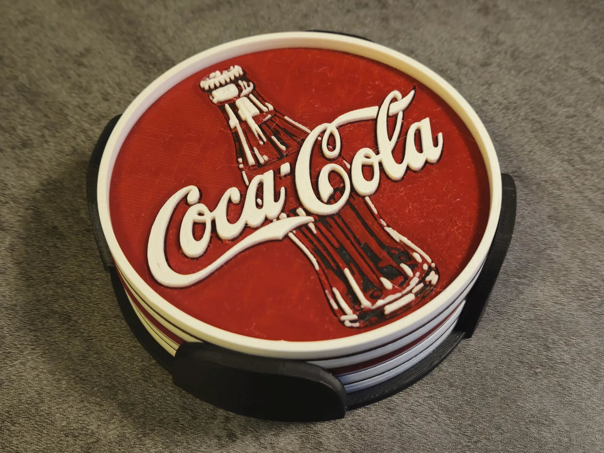 Vintage Coca Cola 4 piece and holder