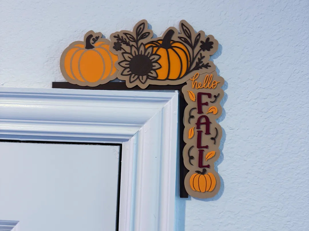 Decor - Autumn - Hello Fall Festive Basket Door Corner Hanger 9 inches - Left or Right Available