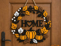 Autumn / Halloween Leaves & Pumpkins wreath - 9 inches