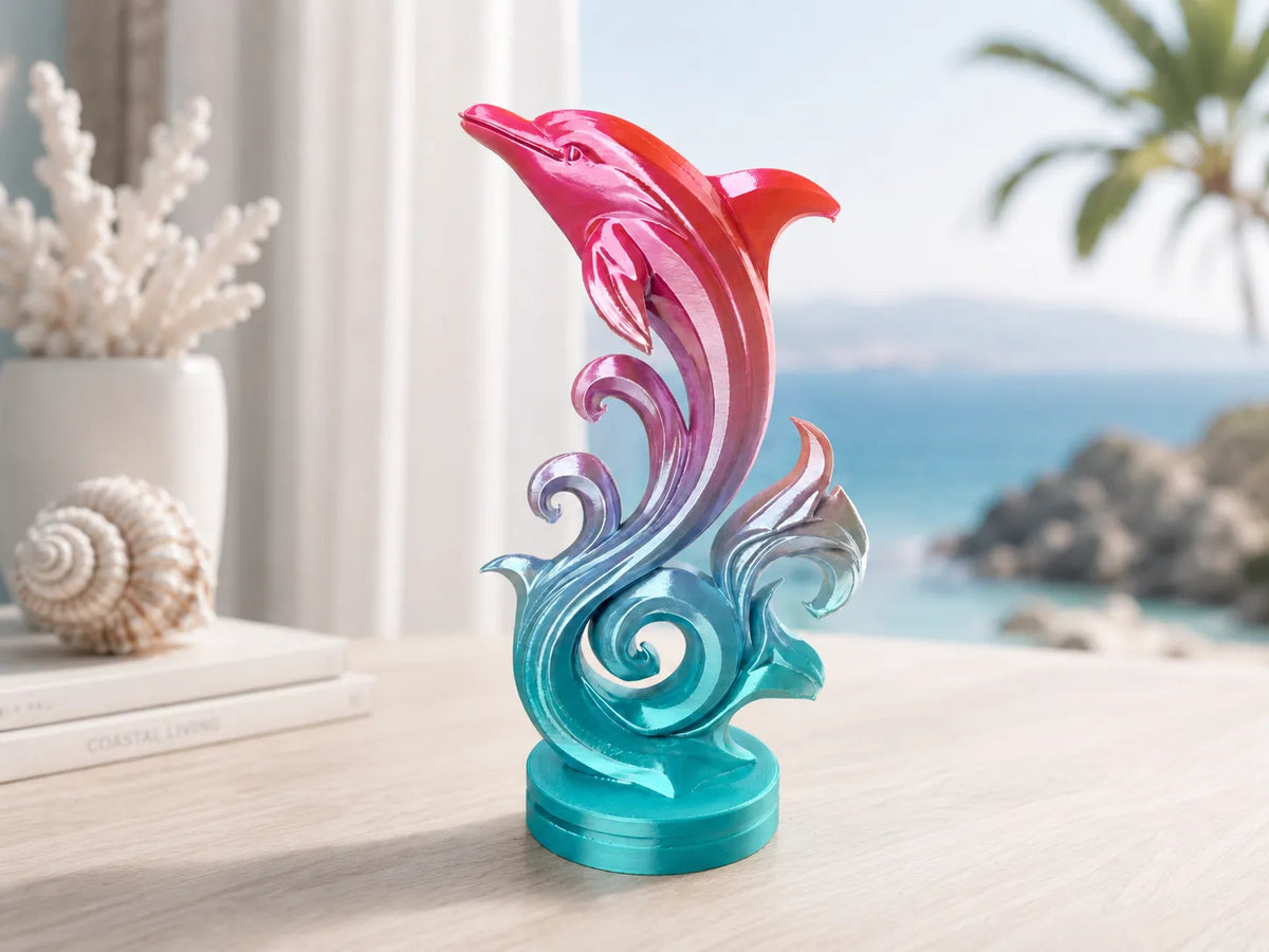 Dolphin Wave Sculpture - 6 inches tall in Silk Material or Any Color