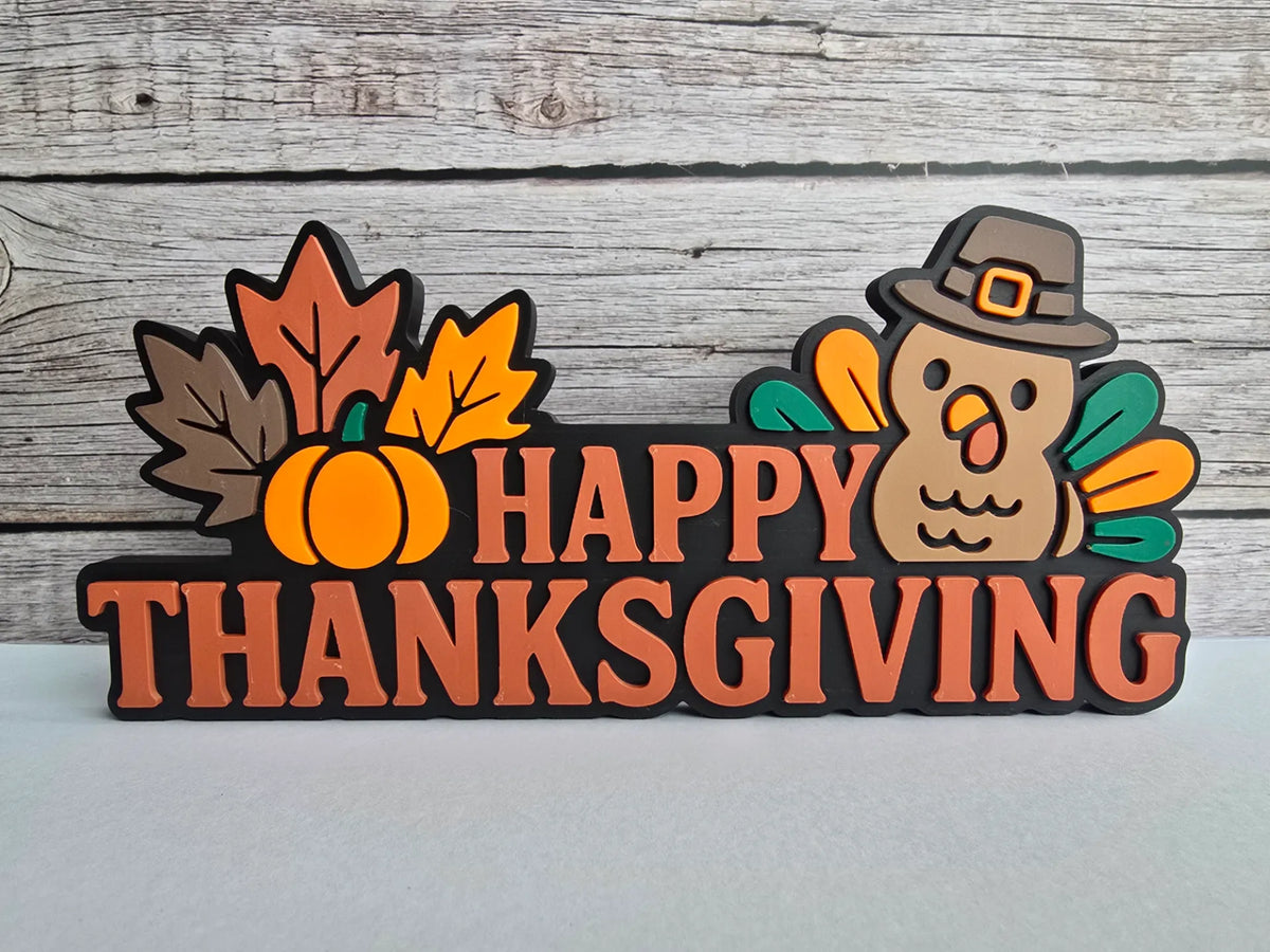 Happy Thanksgiving Free Standing Sign - 10 inches long