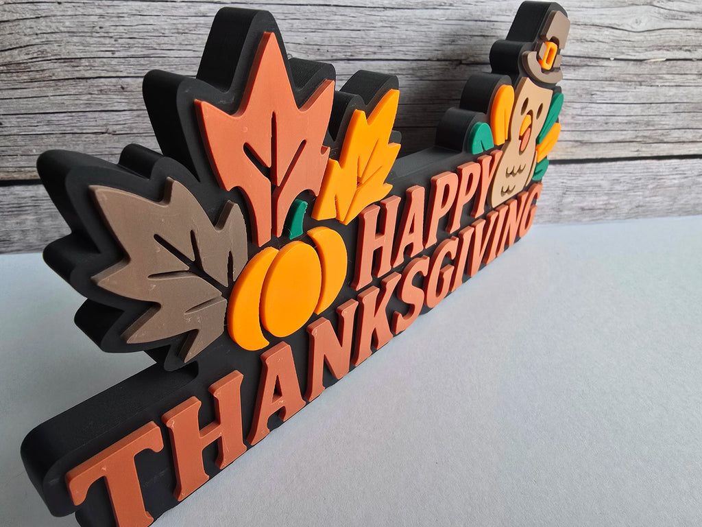 Happy Thanksgiving Free Standing Sign - 10 inches long