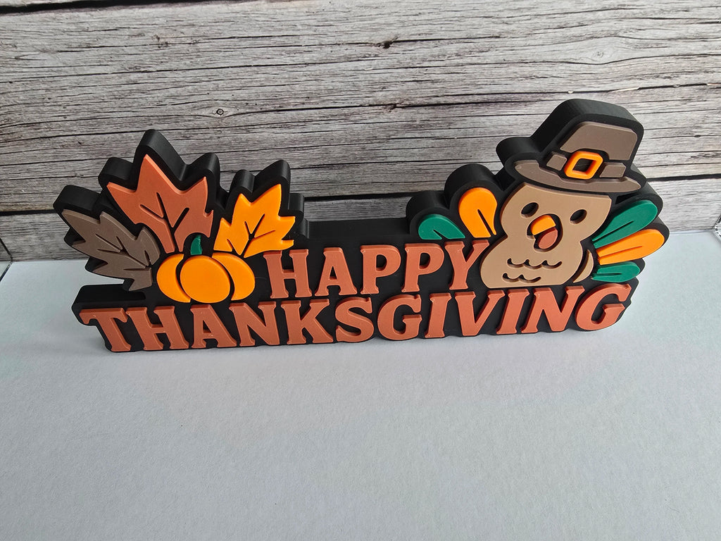 Happy Thanksgiving Free Standing Sign - 10 inches long