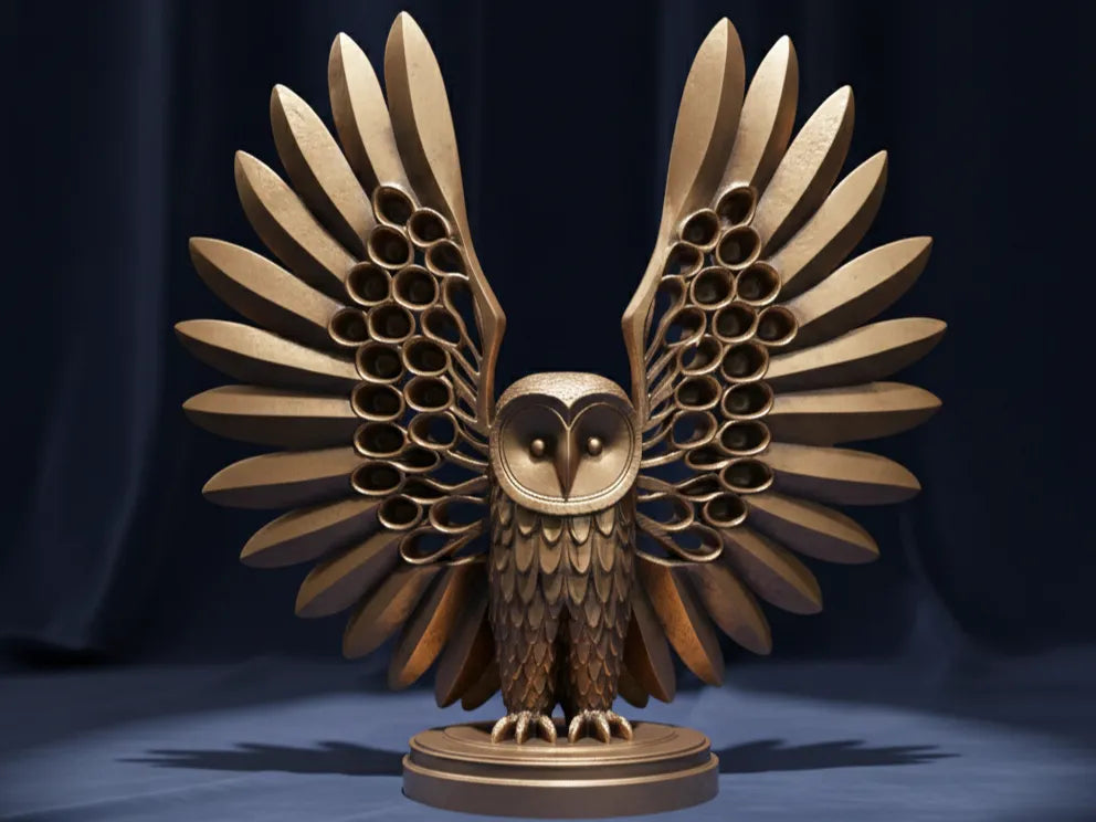 Owl with wings wide open - 6 inches tall, available any color and size up to 10 inches