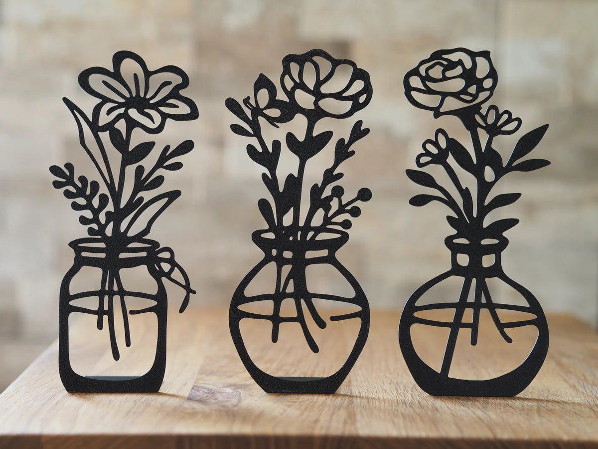 Décor - Spring flowers in vases -  set of 3 each 6 inches tall or any size up to 10 inches