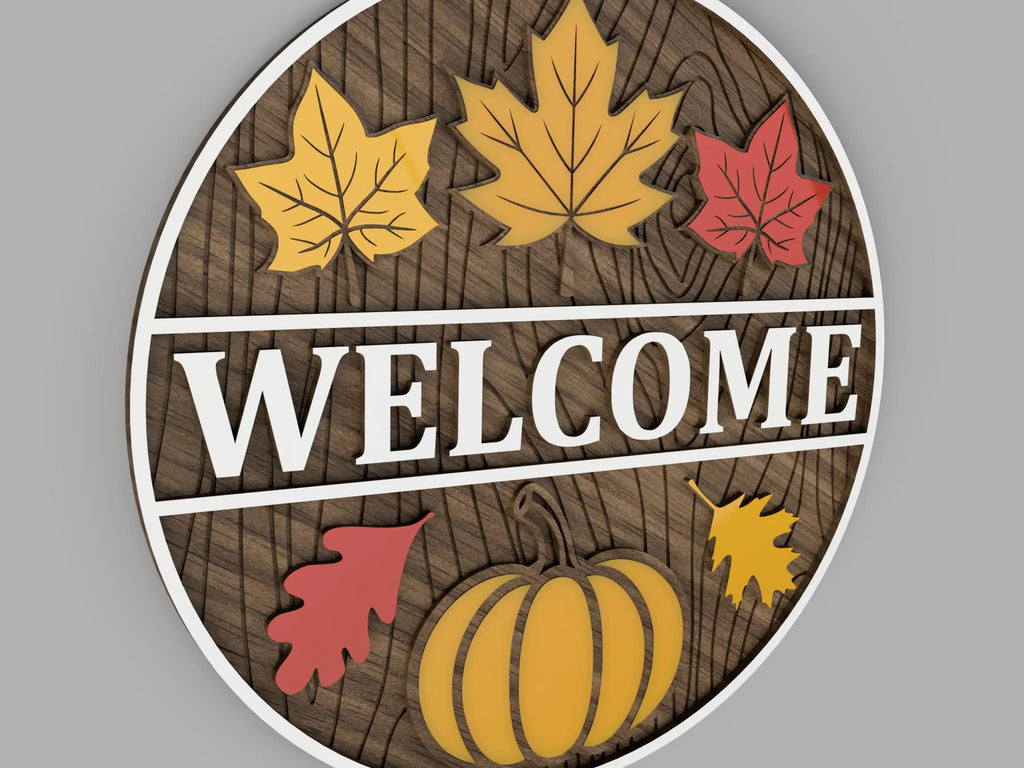 WELCOME Autumn Round sign - 10 inches