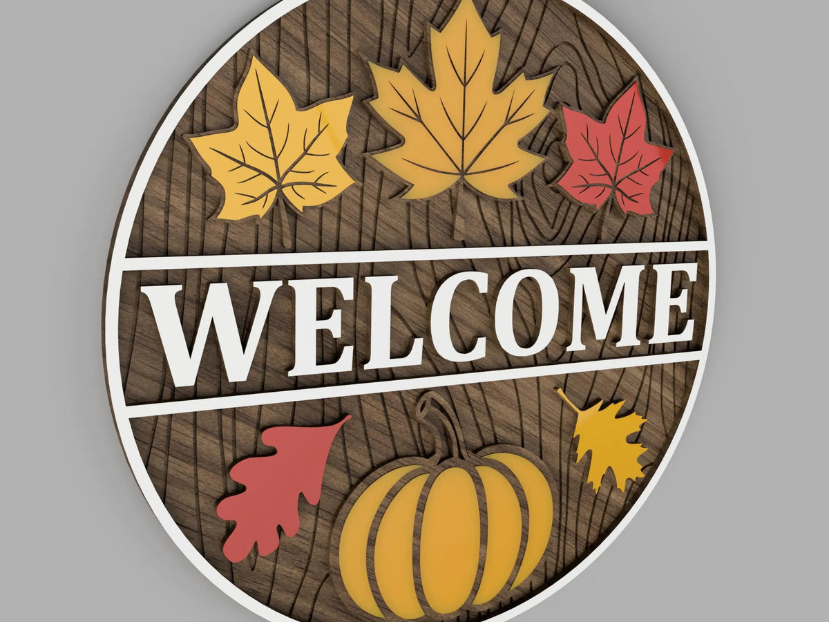 WELCOME Autumn Round sign - 10 inches