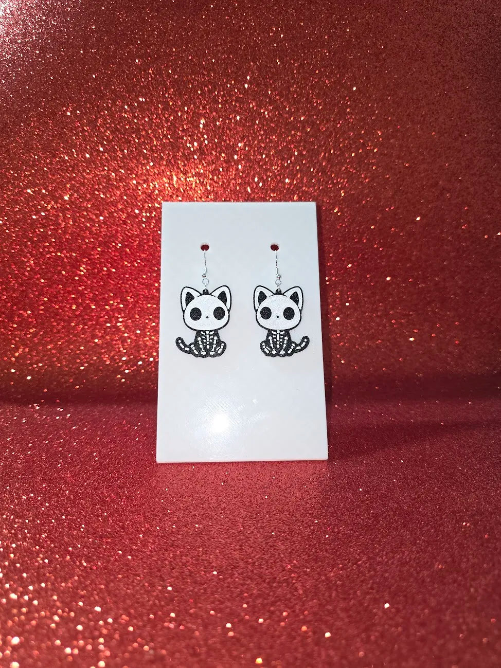 Earrings - Cat Skeleton - Nickel Free