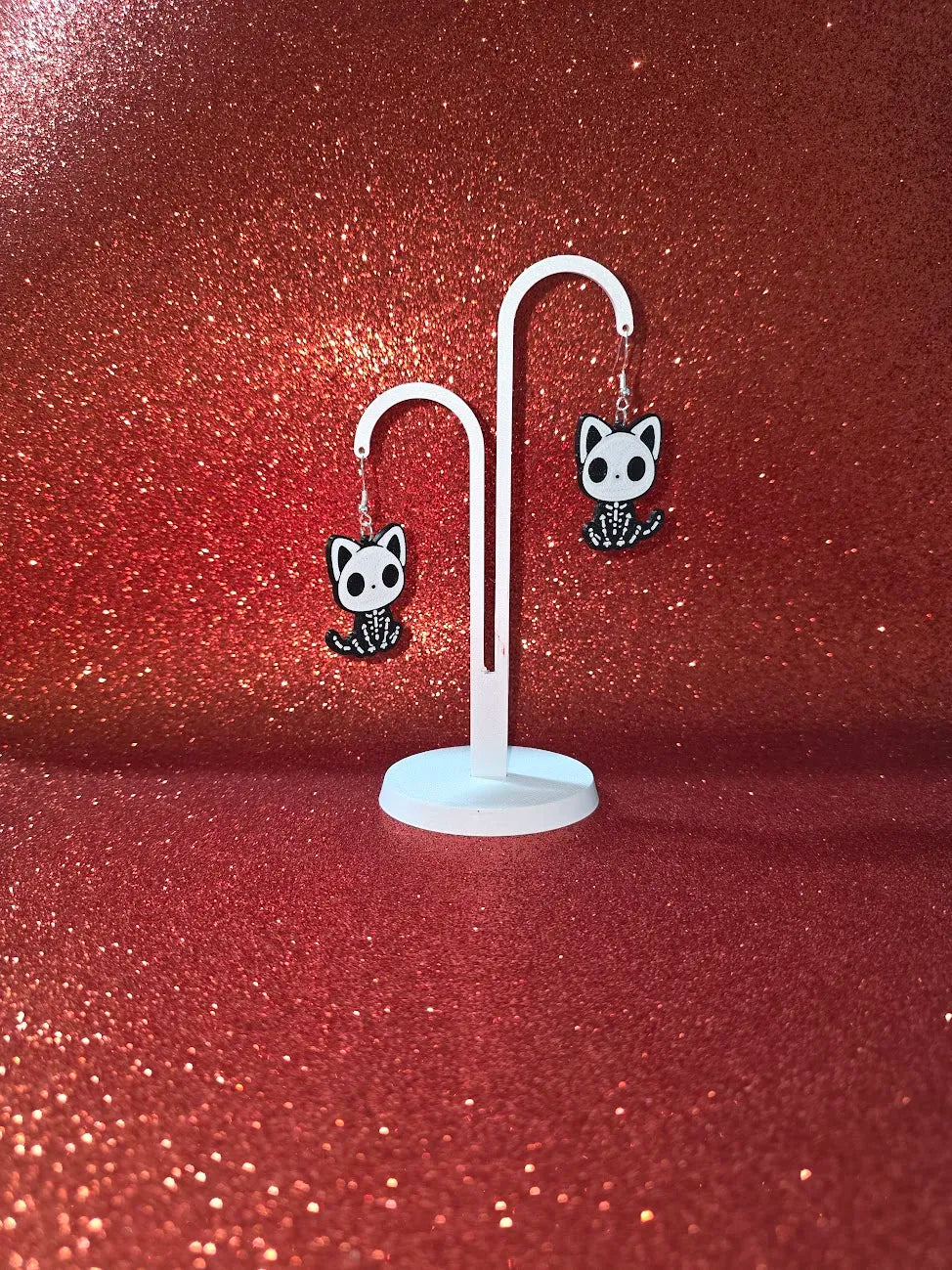 Earrings - Cat Skeleton - Nickel Free