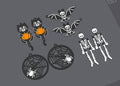 Set of 4 Halloween Inspired  Earrings- skeleton, bat, cat, spider