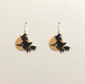 Halloween - Witch on broomstick with moon Earrings - Nickel Free