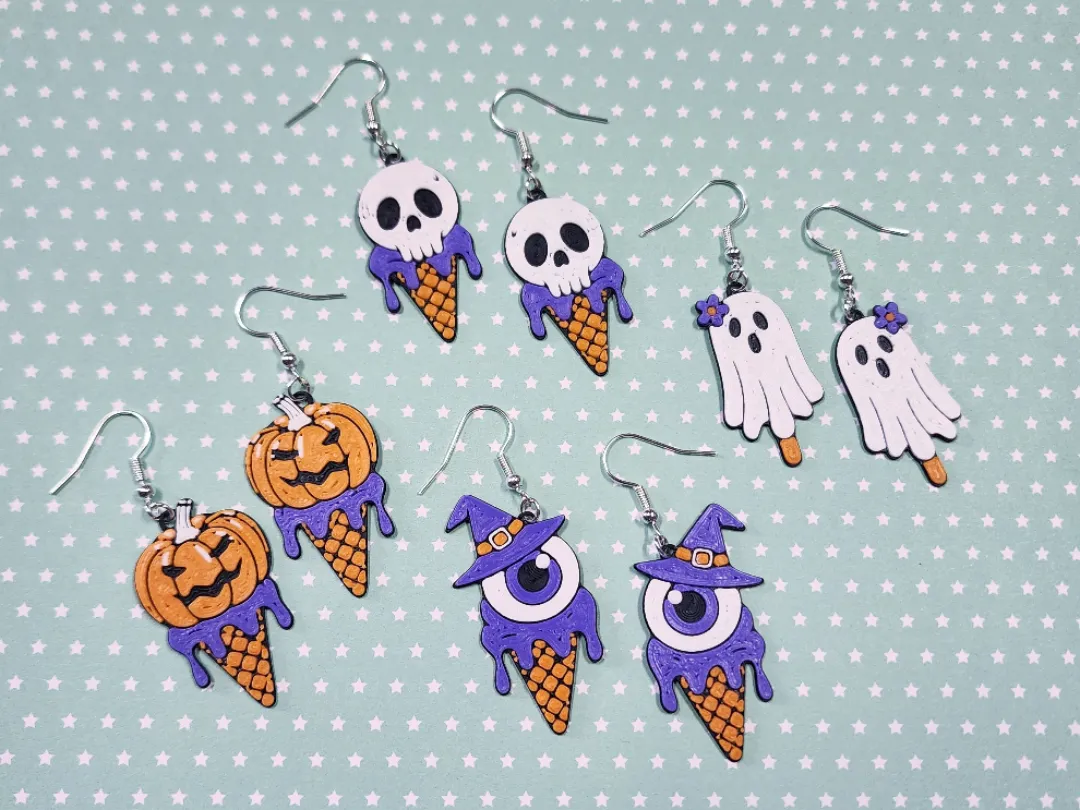 Halloween Ice Cream Earrings  - Set of 4 pairs - Nickel Free