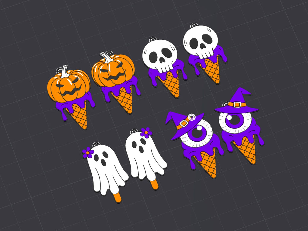 Halloween Ice Cream Earrings  - Set of 4 pairs - Nickel Free