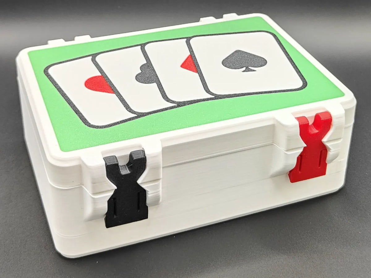 Games - 3 Deck Card Holder with insert and Snap Lock Box w/ paper & pencil holder