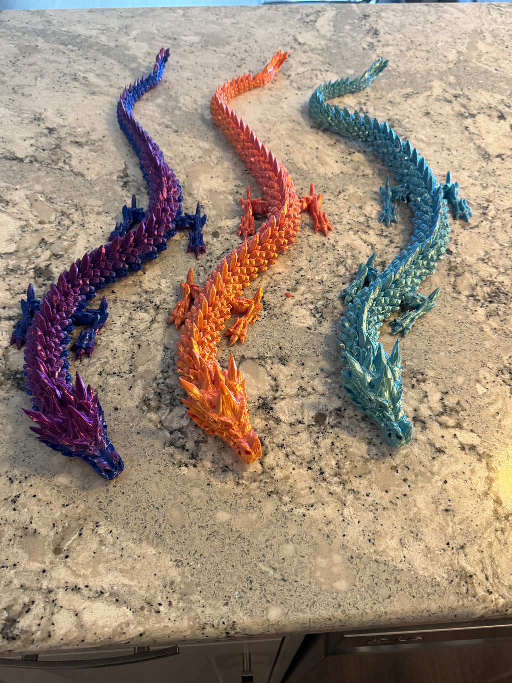 Articulating Flexi - Ice Dragon in Color Changing Metallic Silk - 24 inches long