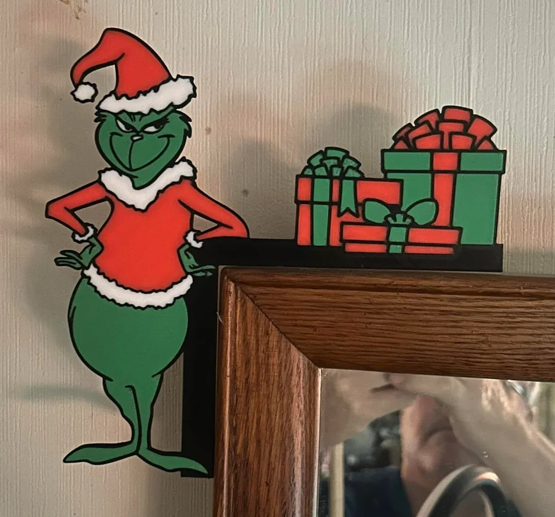 Grinch w/ Presents Door Frame Corner 9 inches - LEFT or RIGHT Available