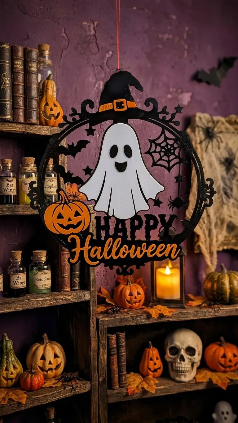 Happy Ghost Halloween Door Sign / Wall Decor