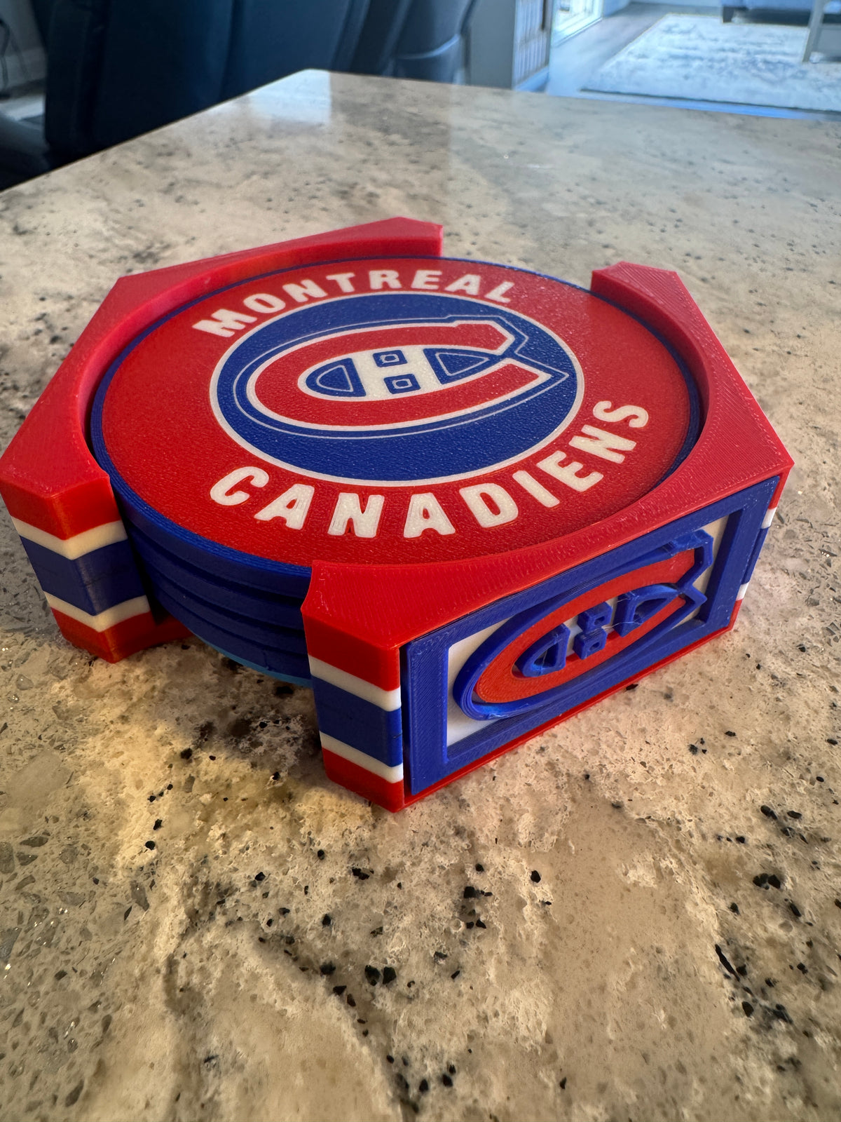 NHL Fan Stand Holder - Montreal Canadiens - 5 Piece Cork Backed Premium Set