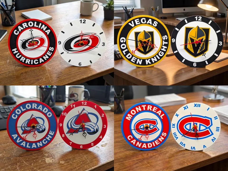 NHL Team Clocks - All 24 Teams and different faces and hands to choice from