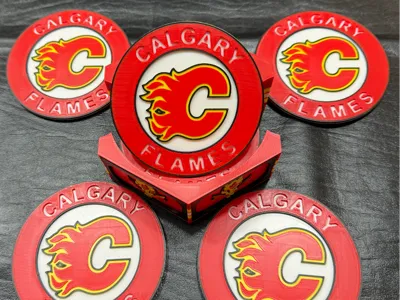 NHL Fan Stand Coaster Set - ALL NHL Teams - Includes 5 Coasters and Stadium Holder with Team Board Logos