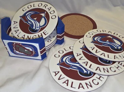 NHL Fan Stand Coaster Set - ALL NHL Teams - Includes 5 Coasters and Stadium Holder with Team Board Logos