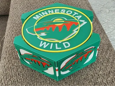 NHL Fan Stand Coaster Set - ALL NHL Teams - Includes 5 Coasters and Stadium Holder with Team Board Logos