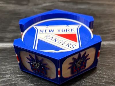 NHL Fan Stand Coaster Set - ALL NHL Teams - Includes 5 Coasters and Stadium Holder with Team Board Logos