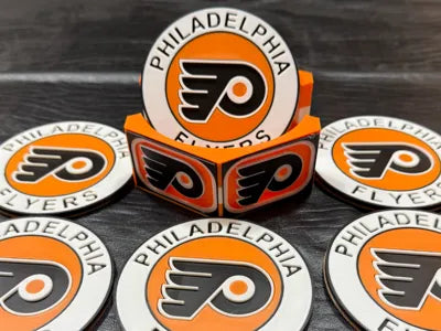 NHL Fan Stand Coaster Set - ALL NHL Teams - Includes 5 Coasters and Stadium Holder with Team Board Logos