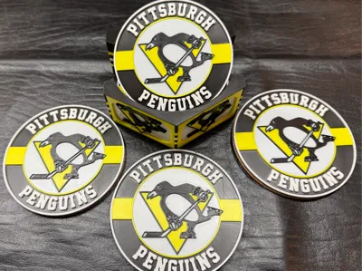 NHL Fan Stand Coaster Set - ALL NHL Teams - Includes 5 Coasters and Stadium Holder with Team Board Logos
